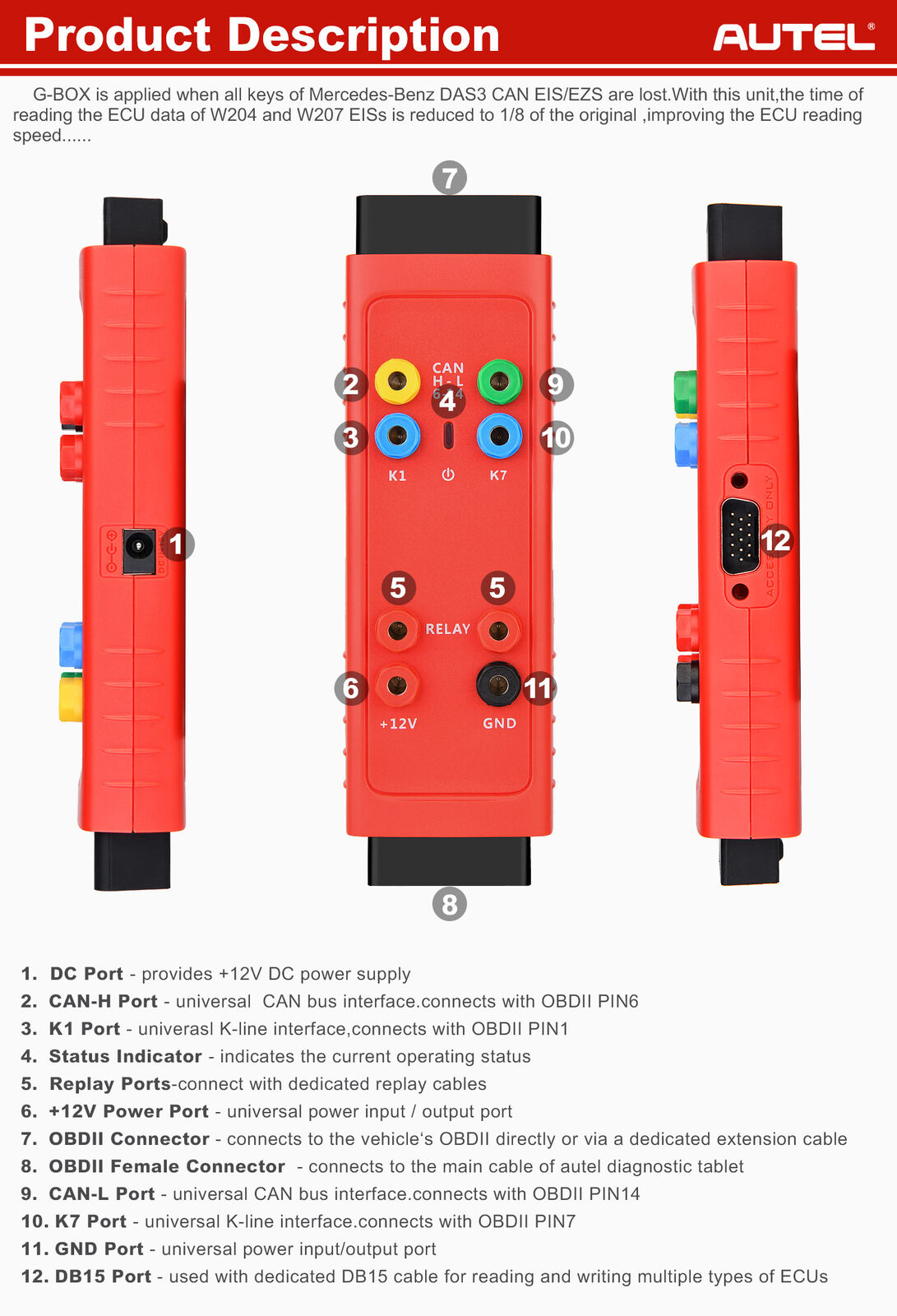 Autel G-BOX2 Key Programming Adapter for Mercedes and BMW Vehicle for