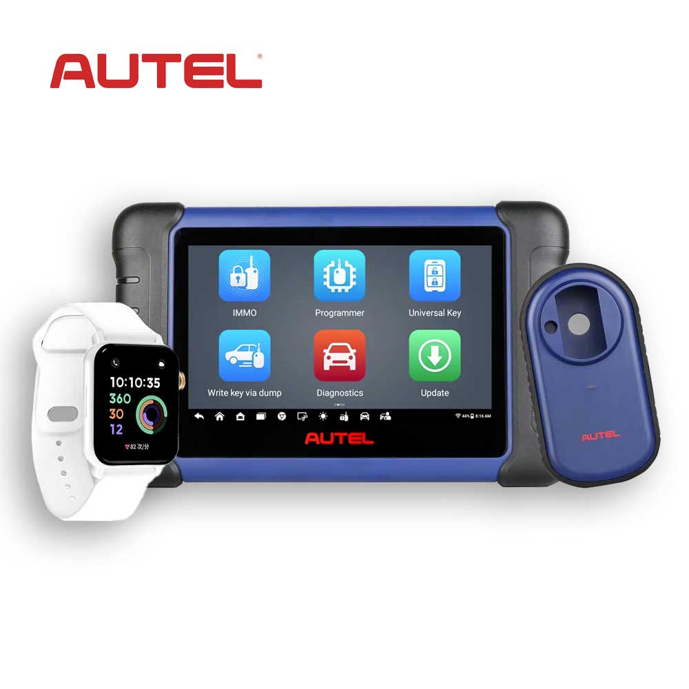 Autel MaxiIM IM508S Key Programming and Diagnostic Tools and OTOFIX Programmable Smart Key Watch (White)
