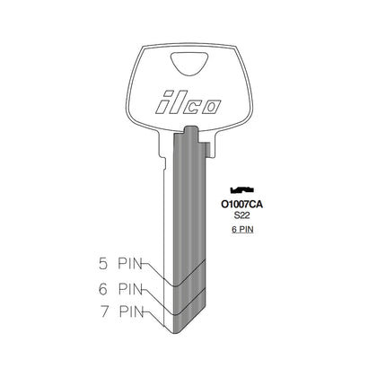 01007LA Sargent Commercial & Residencial Key Blank - SAR-7 / S22  (Packs of 10)