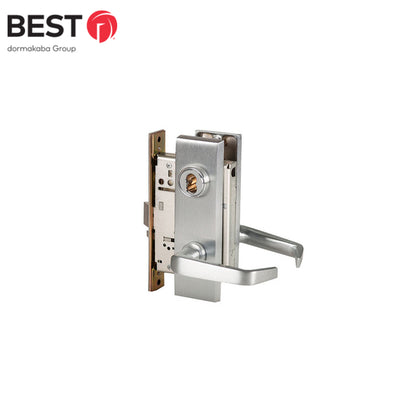 BEST - 45H7D15M626 - Mortise Lock for Storeroom with 15 Lever and SFIC Less Core - Grade 1 - 626 (Satin Chrome)