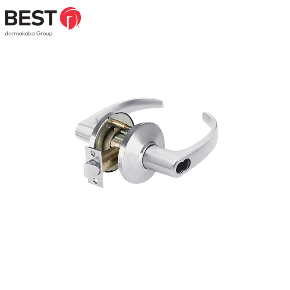 BEST - 9K57AB16KSTK626LM - Entrance Cylindrical Lock - 16 Lever with 5 Backset and SFIC Less Core - Lost Motion - Grade 1 - 626 (Satin Chrome)
