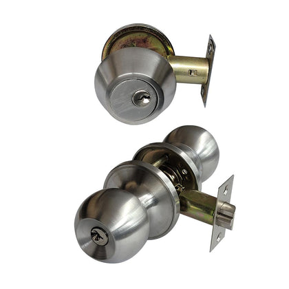 Durable Combo Lockset w/ Single Deadbolt - Stainless Steel Finish - Grade 3 (SC1/KW1)