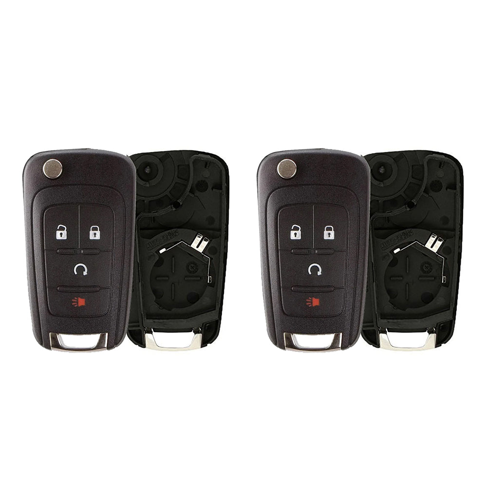 2013 - 2016 Buick Chevrolet Remote Flip Key Shell 4B W/ Remote Start for FCC#  AVL-B01T1AC (2 Pack)