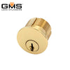 GMS Mortise Cylinder - 1" - 5-Pin - US3 - Polished Brass - KW - (Kwikset)