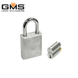 GMS P175 Standard Padlock w/ Rekeyable Cylinder - 1-3/4 Body - 4 Shackle Length - Kwikset - KW1 Keyway - US26D Satin Chrome - OB Keying