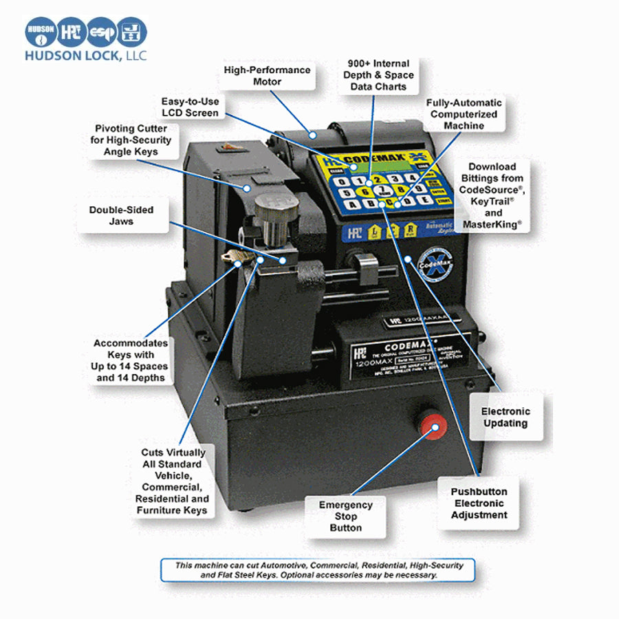 Hudson Lock 1200MAXAA CodeMax Experience Powerful Computerized Code Cutting Machine with Auto Angler