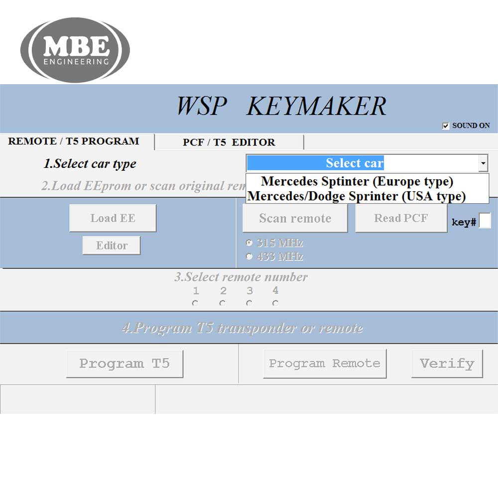 MBE WSP Software Update for the KR55 Key Maker - Mercedes Sprinter