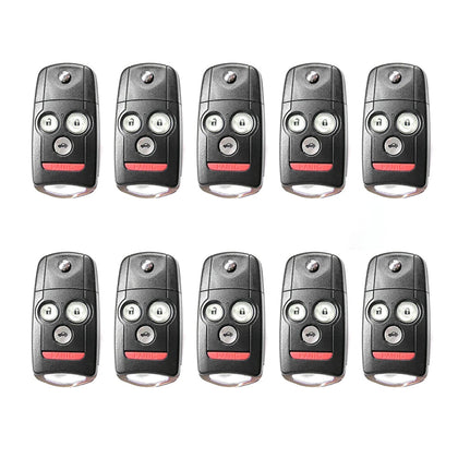 AKS KEYS Aftermarket Remote Flip Key Fob for Acura MDX 2007 2008 2009 2010 2011 2012 2013 4B FCC# N5F0602A1A (10 Pack)