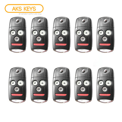 AKS KEYS Aftermarket Remote Flip Key Fob for Acura TSX TL 2009 2010 2011 2012 2013 2014 4B FCC# MLBHLIK-1T (10 Pack)