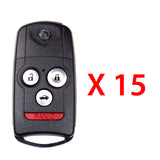 2007 - 2013 Acura MDX Flip Key Fob 4B W/ Hatch FCC# N5F0602A1A - 35111-STX-326 / 35111-STX-329 - Aftermarket  (15 Pack)