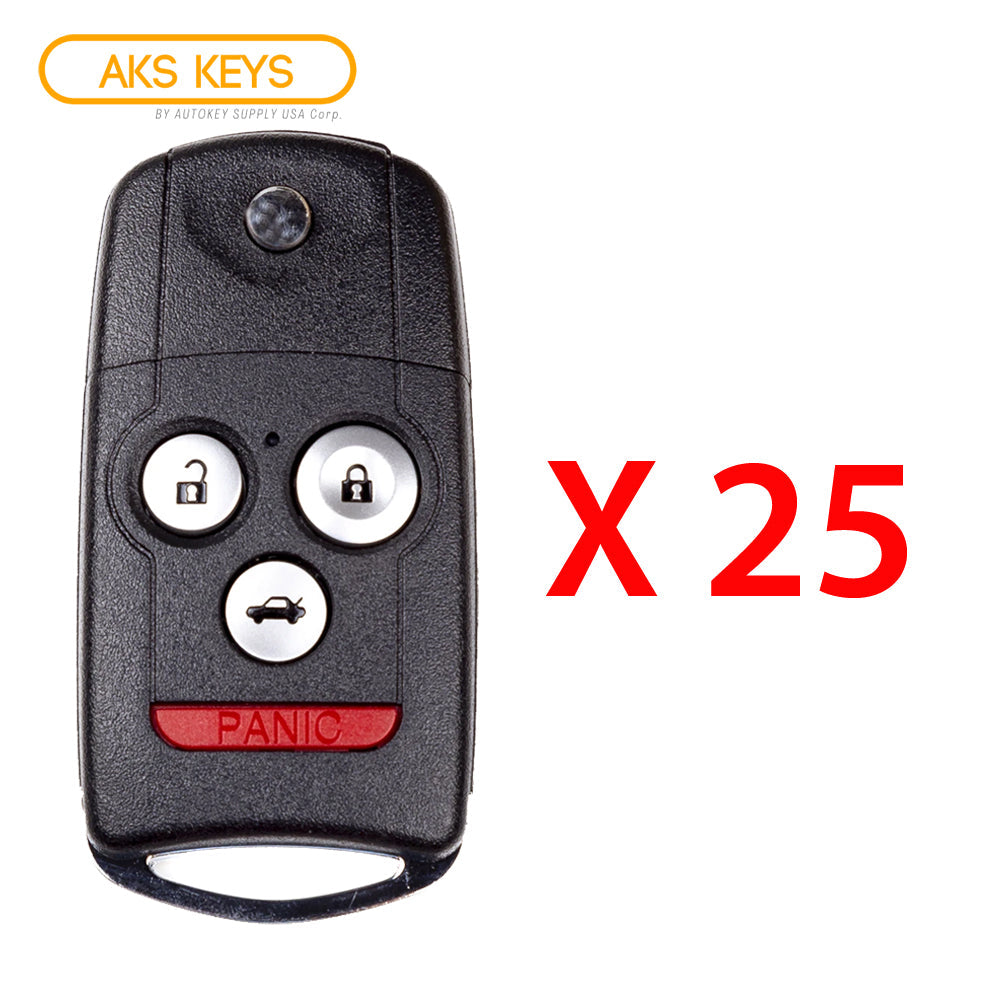 2007 - 2013 Acura MDX Flip Key Fob 4B W/ Hatch FCC# N5F0602A1A - 35111-STX-326 / 35111-STX-329 - Aftermarket  (25 Pack)