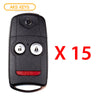 AKS KEYS Aftermarket Remote Flip Key Fob for Acura MDX RDX 2007 2008 2009 2010 2011 2012 2013 3B FCC# N5F0602A1A (15 Pack)