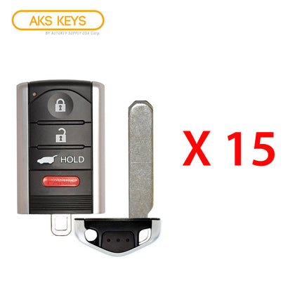 AKS KEYS Aftermarket Smart Remote Key Fob Hatch for Acura ZDX 2010 2011 2012 2013 4B FCC# M3N5WY8145 (15 Pack)