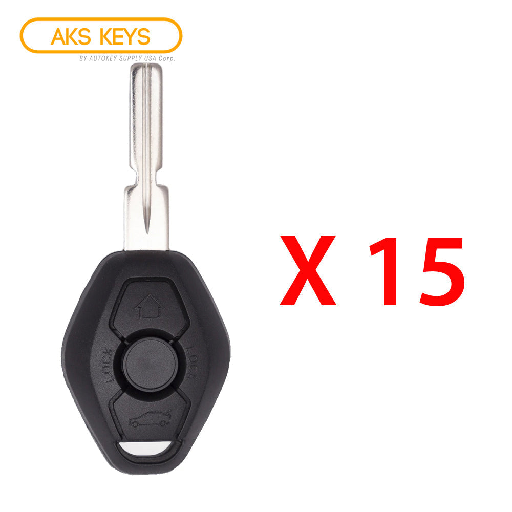 AKS KEYS Aftermarket Remote Key Fob for BMW 2000 2001 2002 2003 3B FCC# LX8 FZV - 315Mhz (15 Pack)