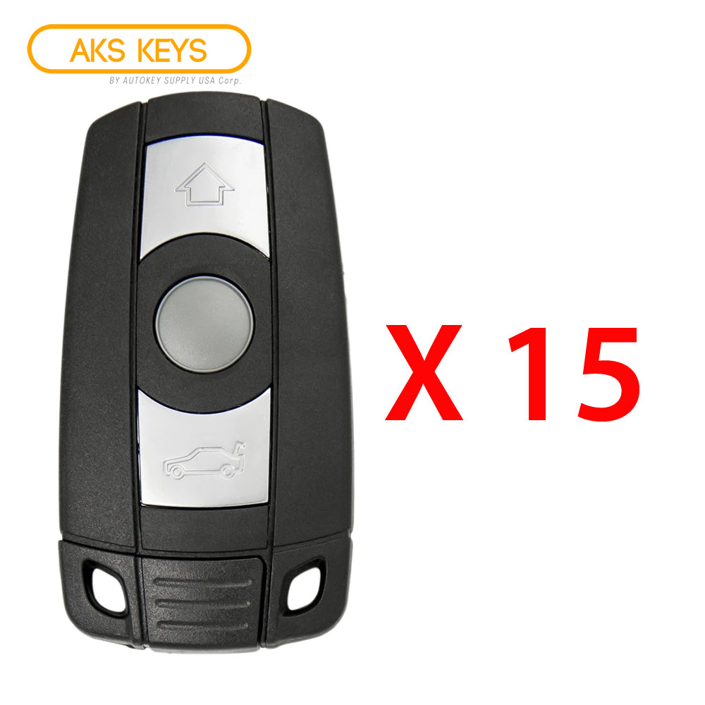 AKS KEYS Aftermarket Smart Key Fob CAS Slot for BMW 3 5 6 Series 2006 2007 2008 2009 2010 2011 2012 3B FCC# KR55WK49127/ 49123/ 49186 315 (15 Pack)