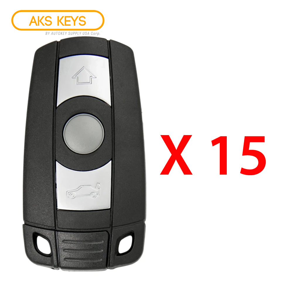 AKS KEYS Aftermarket Smart System CAS3+ Comfort Access Key for BMW 2006 2007 2008 2009 2010 3B FCC# KR55WK49147 (15 Pack)