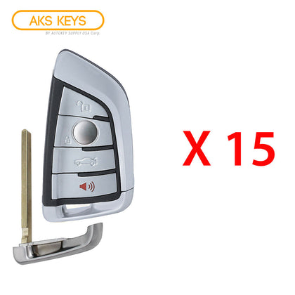 AKS KEYS Aftermarket Smart Fob Key for BMW X5 X6 FEM BDC 2014 2015 2016 2017 2018 4B FCC# NBGIDGNG1-433 (15 Pack)