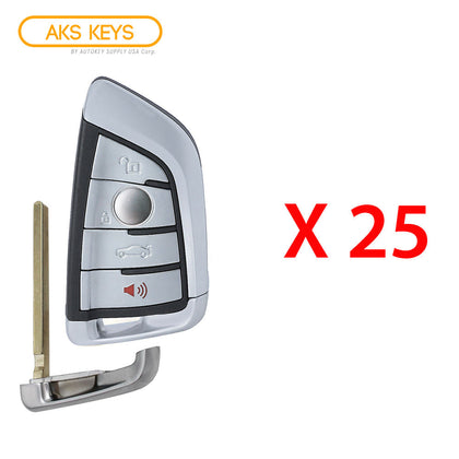 AKS KEYS Aftermarket Smart Fob Key for BMW X5 X6 FEM BDC 2014 2015 2016 2017 2018 4B FCC# NBGIDGNG1-433 (25 Pack)