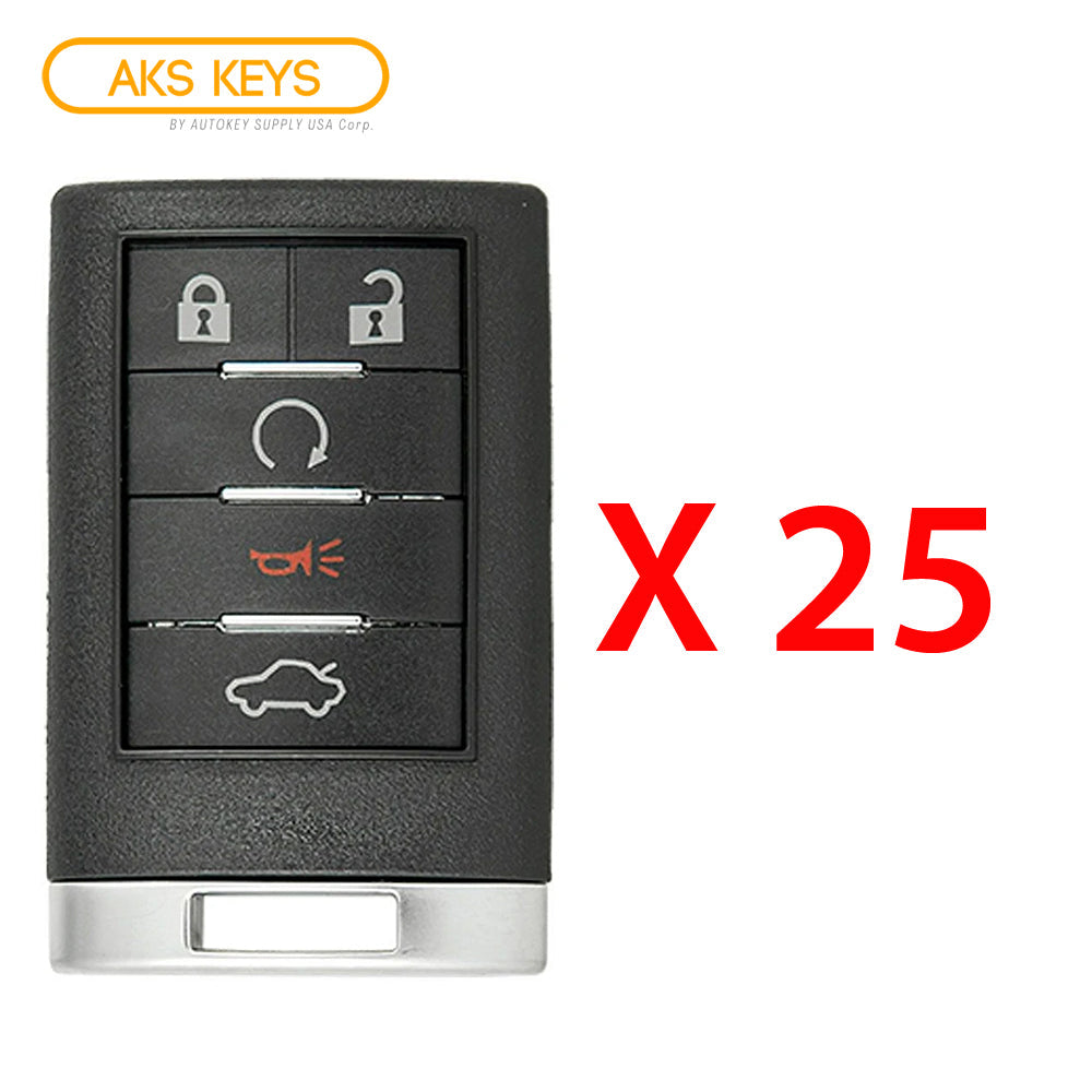AKS KEYS Aftermarket Keyless Remote Fob for Cadillac CTS 2008 2009 2010 2011 2012 2013 5B FCC# OUC6000066 (25 Pack)