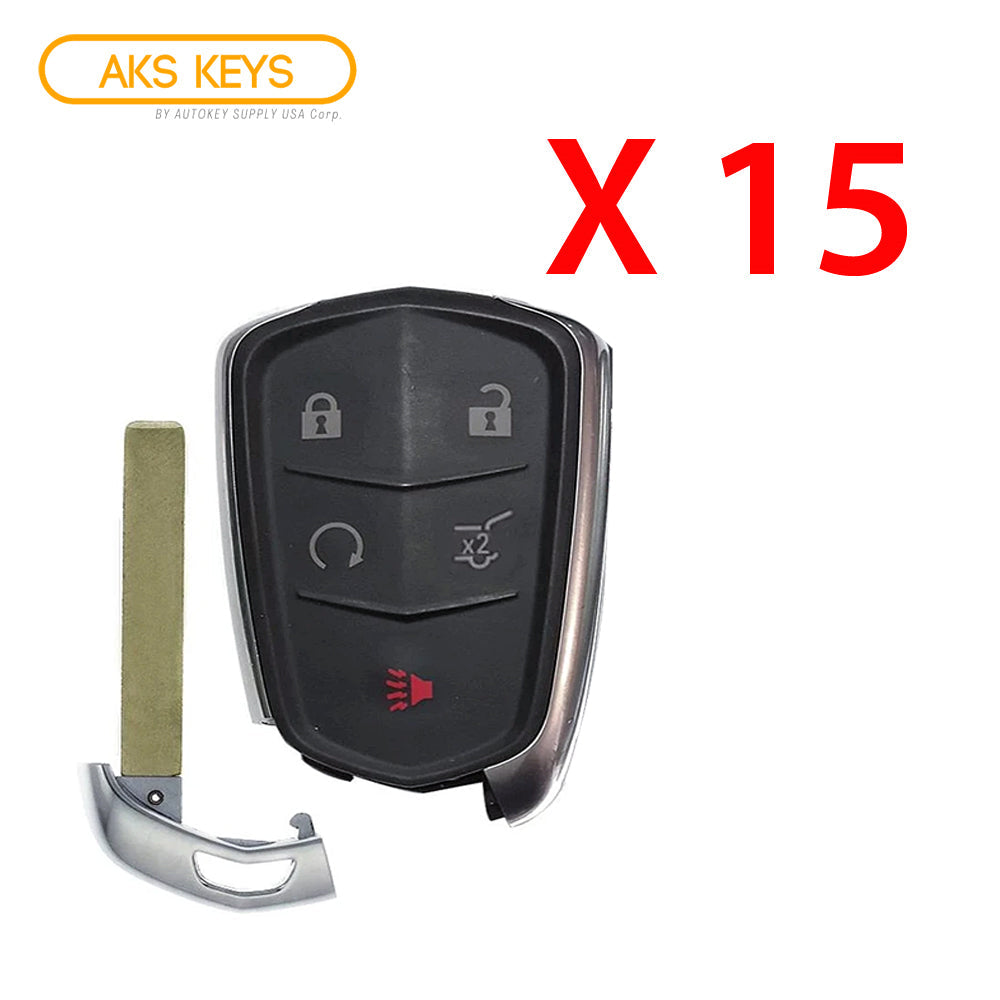 AKS KEYS Aftermarket Smart Key Fob for Cadillac XT4 XT5 XT6 2017 2018 2019 2020 5B FCC# HYQ2EB (15 Pack)