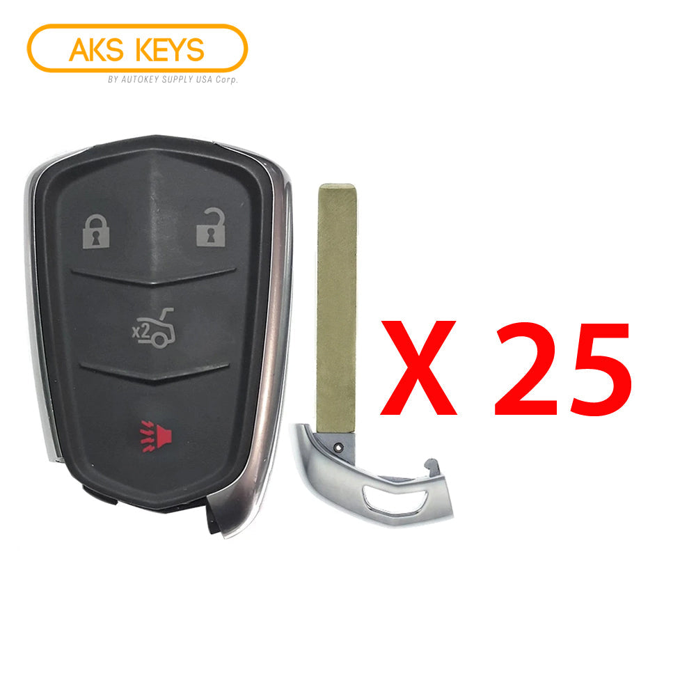 AKS KEYS Aftermarket Smart Remote Key Fob for Cadillac ATS CTS XTS 2014 2015 2016 2017 2018 2019 4B FCC# HYQ2AB (25 Pack)