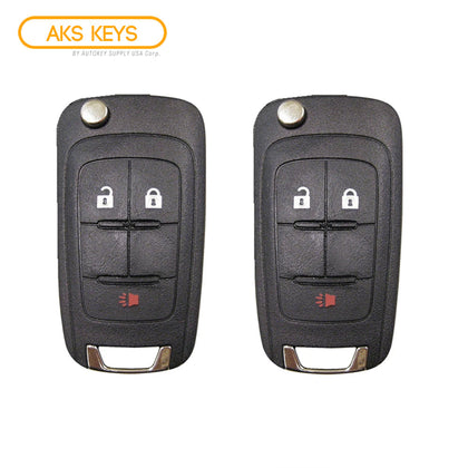 AKS KEYS Aftermarket Remote Flip Key Fob for Chevrolet 2010 2011 2012 2013 2014 2015 2016 2017 2018 3B FCC# OHT01060512 (2 Pack)