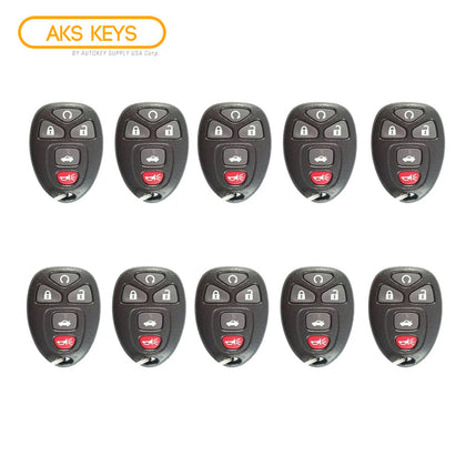 AKS KEYS Aftermarket Keyless Remote Fob for GM 2004 2005 2006 2007 2008 2009 2010 2011 2012 5B FCC# KOBGT04A (10 Pack)