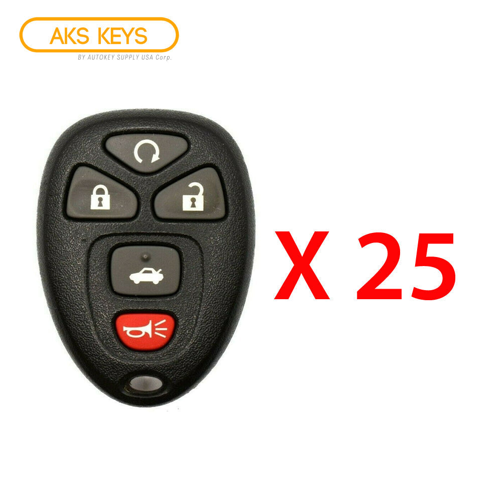 AKS KEYS Aftermarket Keyless Remote Fob for GM 2004 2005 2006 2007 2008 2009 2010 2011 2012 5B FCC# KOBGT04A (25 Pack)