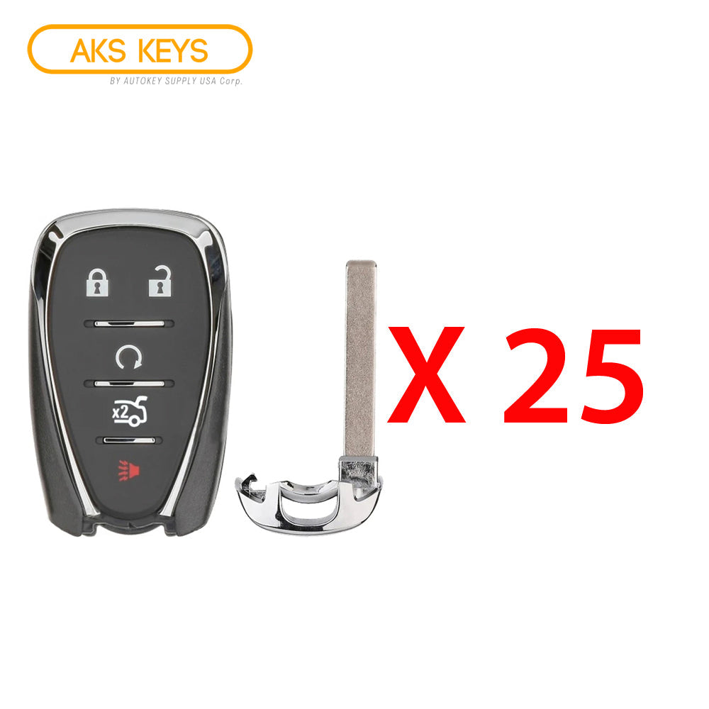 AKS KEYS Aftermarket Smart Remote Key Fob for Chevrolet 2016 2017 2018 2019 2020 2021 5B FCC# HYQ4EA 433 (25 Pack)