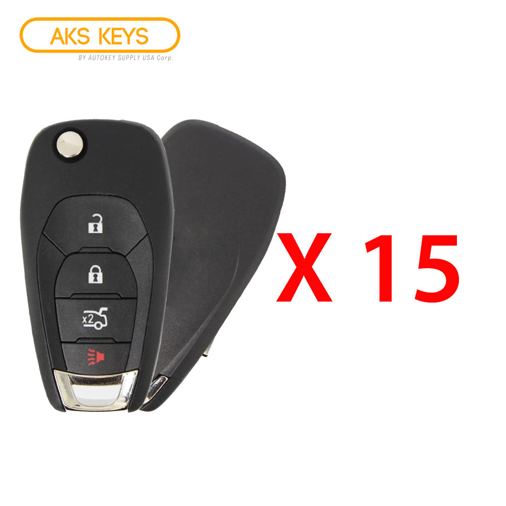 AKS KEYS Aftermarket Remote Flip Key Fob for Chevrolet 2016 2017 2018 2019 2020 4B FCC# LXP-T003 -315 (15 Pack)