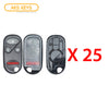 New Replacement Remote Keyless Fob Case Shell 4B for Acura / Honda FCC# KOBUTAH2T (25 Pack)