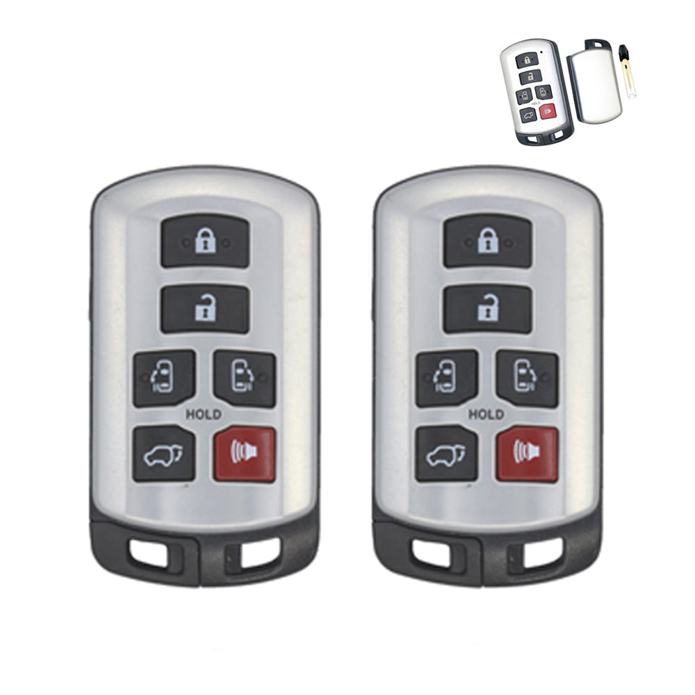 2010 - 2019 Toyota Sienna Smart Prox Key Shell 6B for FCC# HYQ14ADR (2 Pack)