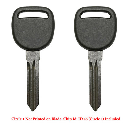 2005 - 2017 GM Transponder key - ID46 - Chip (Circle+) - Z Keyway - B111-PT (2 Pack)