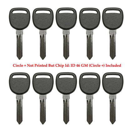 2005 - 2017 GM Transponder key - ID46 - Chip (Circle+) - Z Keyway - B111-PT (10 Pack)
