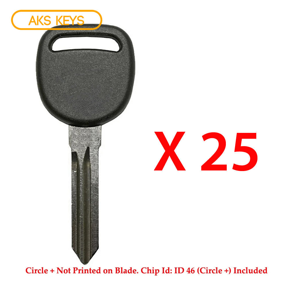 2005 - 2017 GM Transponder key - ID46 - Chip (Circle+) - Z Keyway - B111-PT (25 Pack)