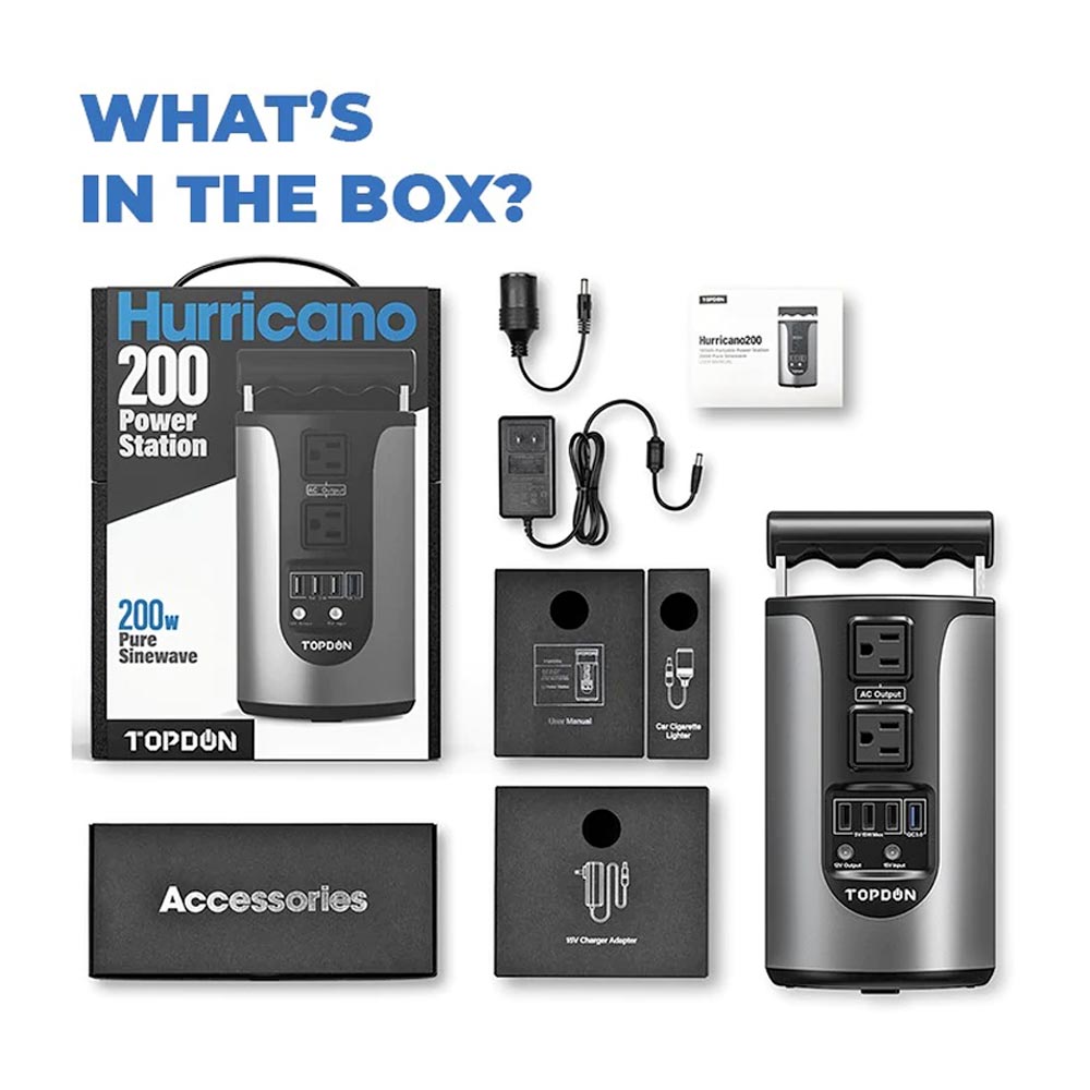 TOPDON HURRICANO 200 - Portable Lithium Power Station - 49800mAh