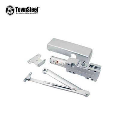 TownSteel - TDC40 - Commercial Door Closer - Hold to Open Arm - Cast Iron w Aluminum Finish - Grade 1