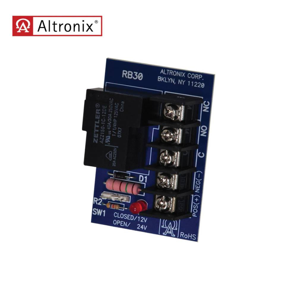 Altronix - RB30 - Relay Module - 12/24VDC Operation 95mA Current Draw