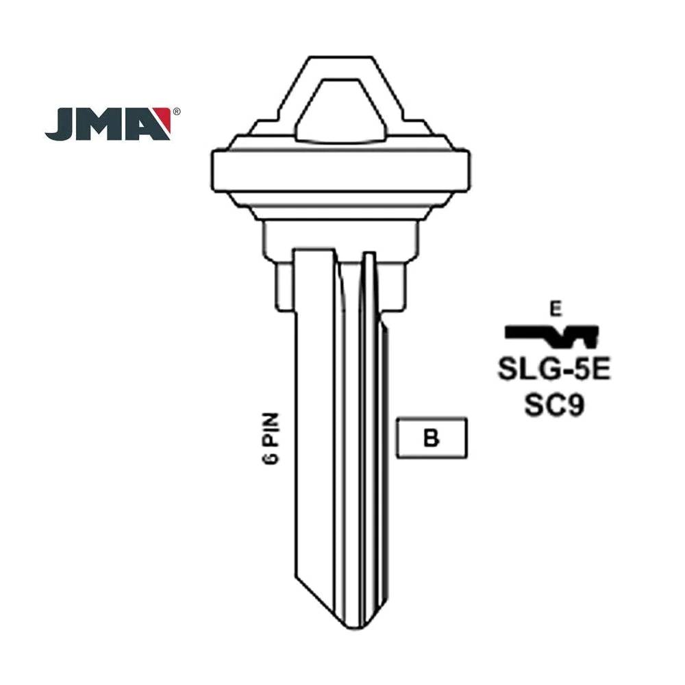 JMA SLG-5E Key Blank For Schlage E Keyway SC9 - Nickel Plated