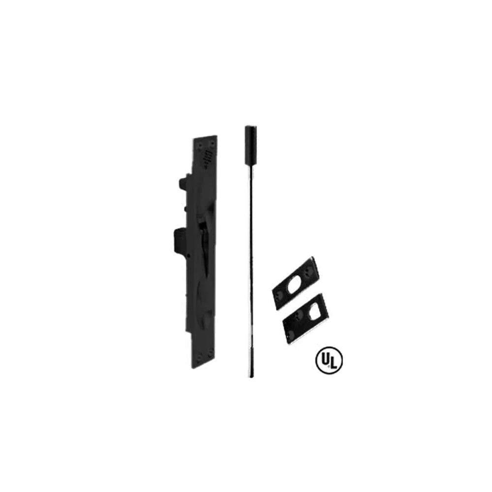 Don-Jo - 1555-622 - Manual Flush Bolt for Metal Door with 12" Rod Length - 1" Width - 6-3/4" Faceplate - ANSI A156.16 and Fits Standard ANSI Prep for Metal Doors - 622 (Flat Black Coated)