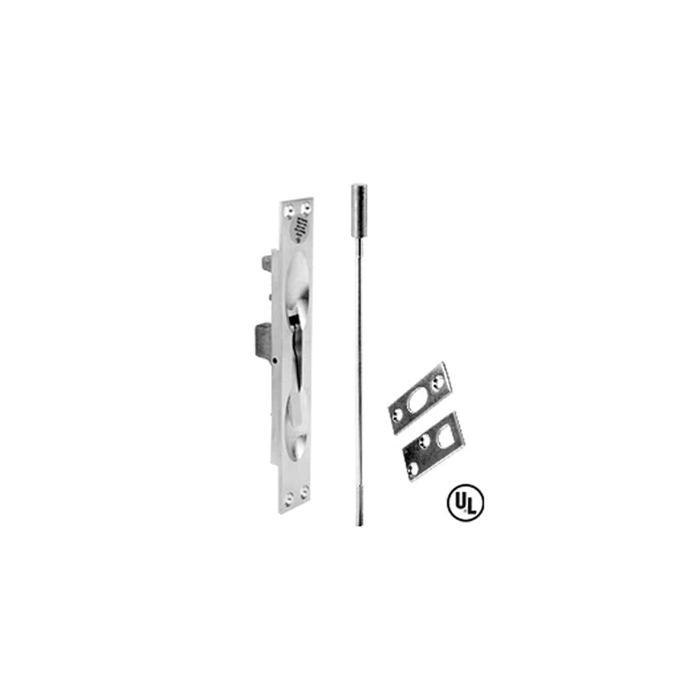 Don-Jo - 1555-625 - Manual Flush Bolt for Metal Door with 12" Rod Length - 1" Width - 6-3/4" Faceplate - ANSI A156.16 and Fits Standard ANSI Prep for Metal Doors - 625 (Bright Chromium Plated)