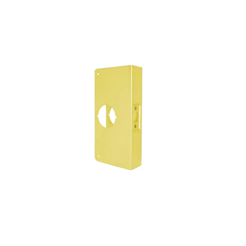Don-Jo - 3-AB-CW - Wrap Around Plate 22 Gauge Steel 4-1/4 Width and 9 Height with 2-1/8 Hole for Cylindrical Lock - 2-3/8 Backset - AB (Satin Brass Finish-609)