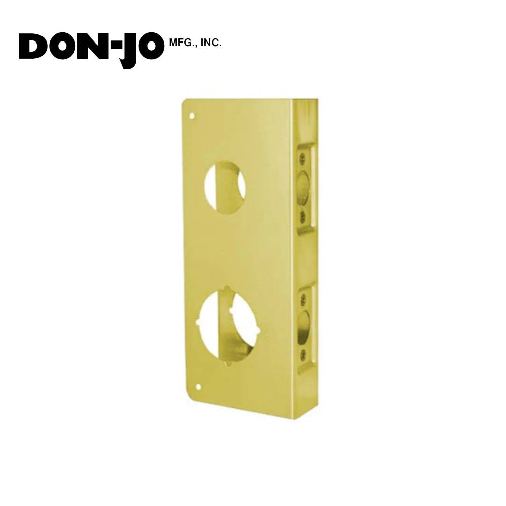 Don-Jo - 481-PB-CW - Wrap Around Plate for Double Locks 22 Gauge Steel 9 Height and 4-1/4 Width with 2-3/4 Backset - PB (Bright Brass Finish-605)