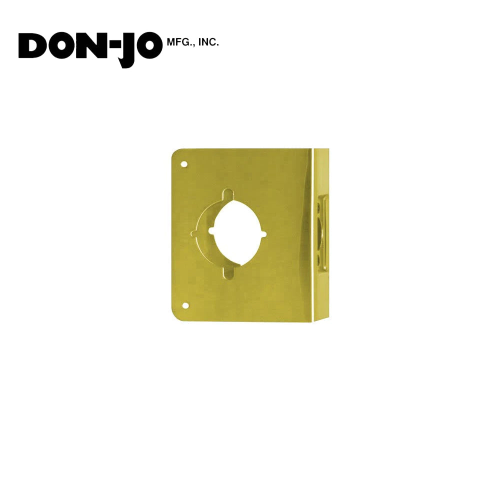 Don-Jo - 75-PB-CW - Wrap Around Plate 22 Gauge Steel, 4-3/4 Width and 5-1/2 Height with 2-1/8 Hole for Marks Cylindrical Lever Lock - 2-3/4 Backset - PB (Bright Brass Finish-605)