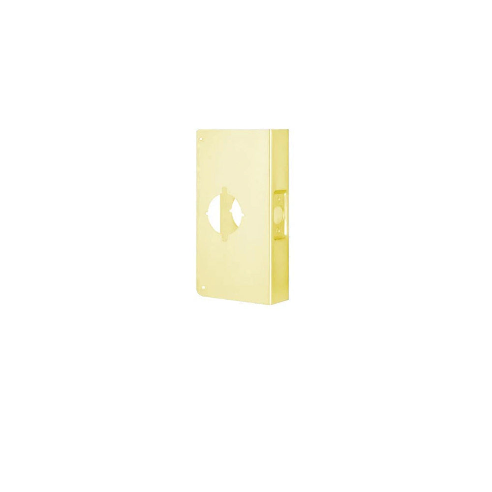 Don-Jo - 9K-AB-CW - Wrap Around Plate 22 Gauge Steel 4-3/4 Width and 9 Height with 2-1/8 Hole for Marks Cylindrical Lever Lock - 2-3/4 Backset - AB (Satin Brass Finish-609)