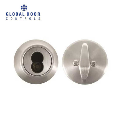 Global Door Controls - GLC Series - Commercial Cylindrical Deadbolts - Interchangeable Core - Fire Rated - US26D (Brushed Chrome)