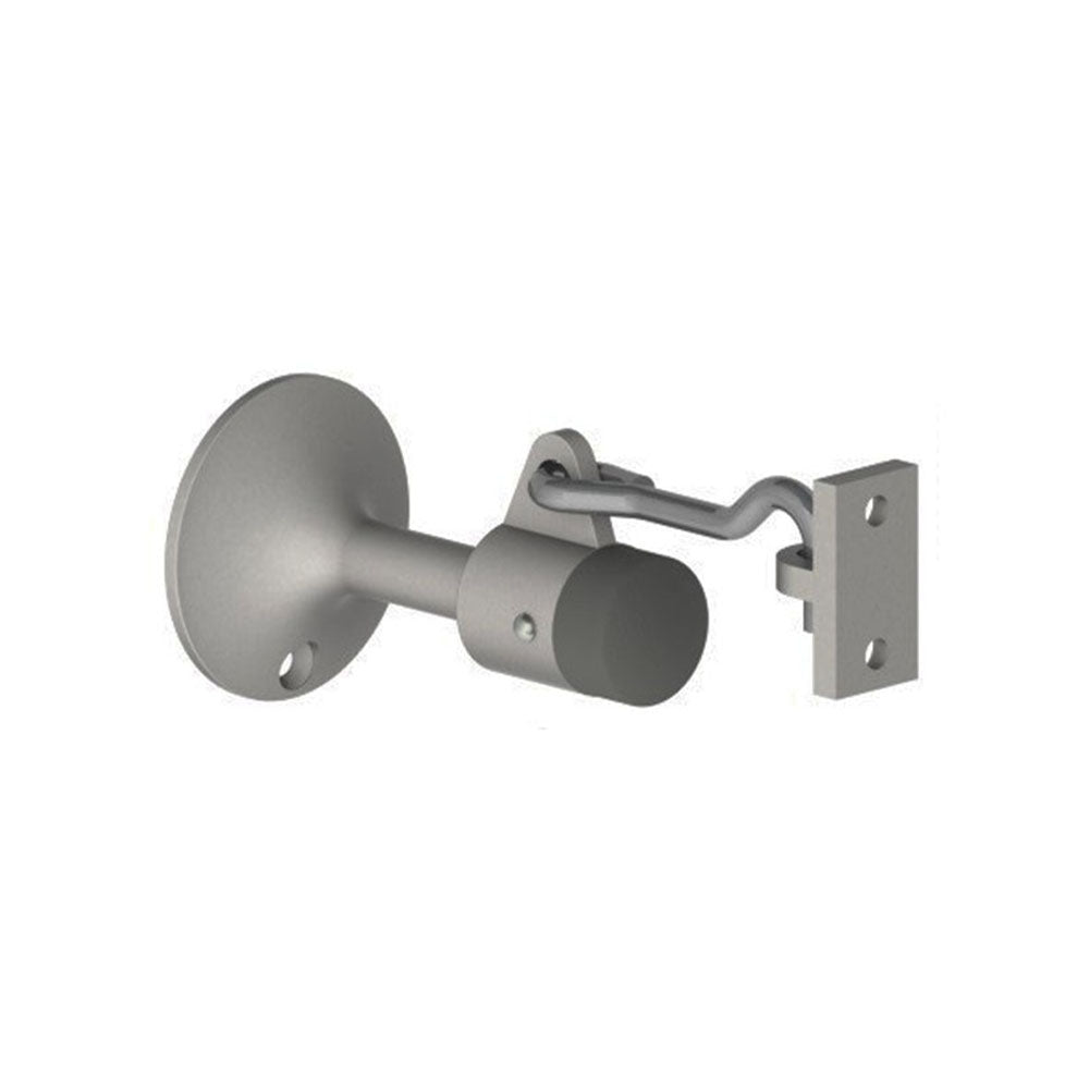 HAGER - 256W - Wall Stop and Holder - Cast Brass with Rubber Bumper - Satin Chrome