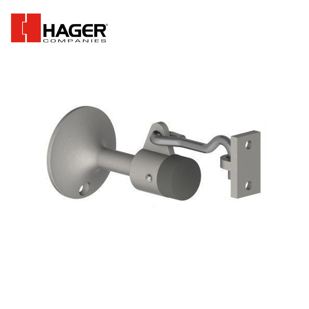 HAGER - 256W - Wall Stop and Holder - Cast Brass with Rubber Bumper - Satin Chrome