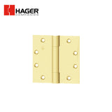 HAGER - AB750 5X5 US3 - Full Mortise Concealed Anti-Friction Bearing Hinge - Heavy Weight - 3 Knuckle 5 by 5 - Bright Brass-605
