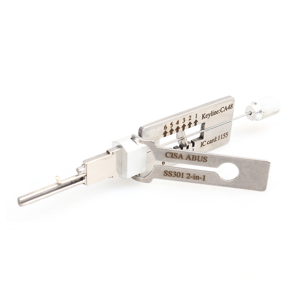 。リス Genuine AKK Lishi CISA ABUS SS301 2-in-1 Pick and Decoder
